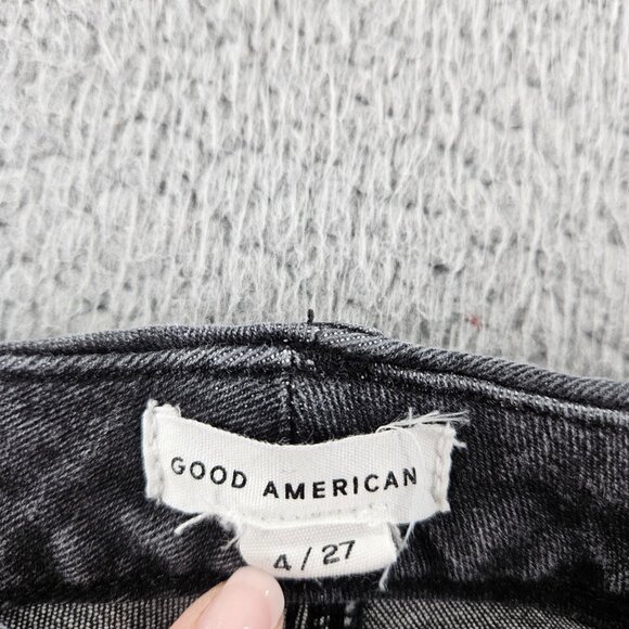 Good American Jeans Womens 4 (26x27) Black Good Straight Ankle Stretch Mid Rise - Picture 4 of 15